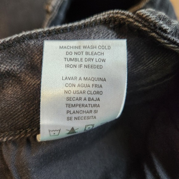 Ceros Distressed Wide Leg Jeans Ripped Knee Black Denim High Rise Size 29 - Picture 12 of 12